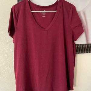 Burgundy V-neck